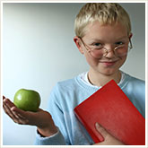 Boy with Book and Apple